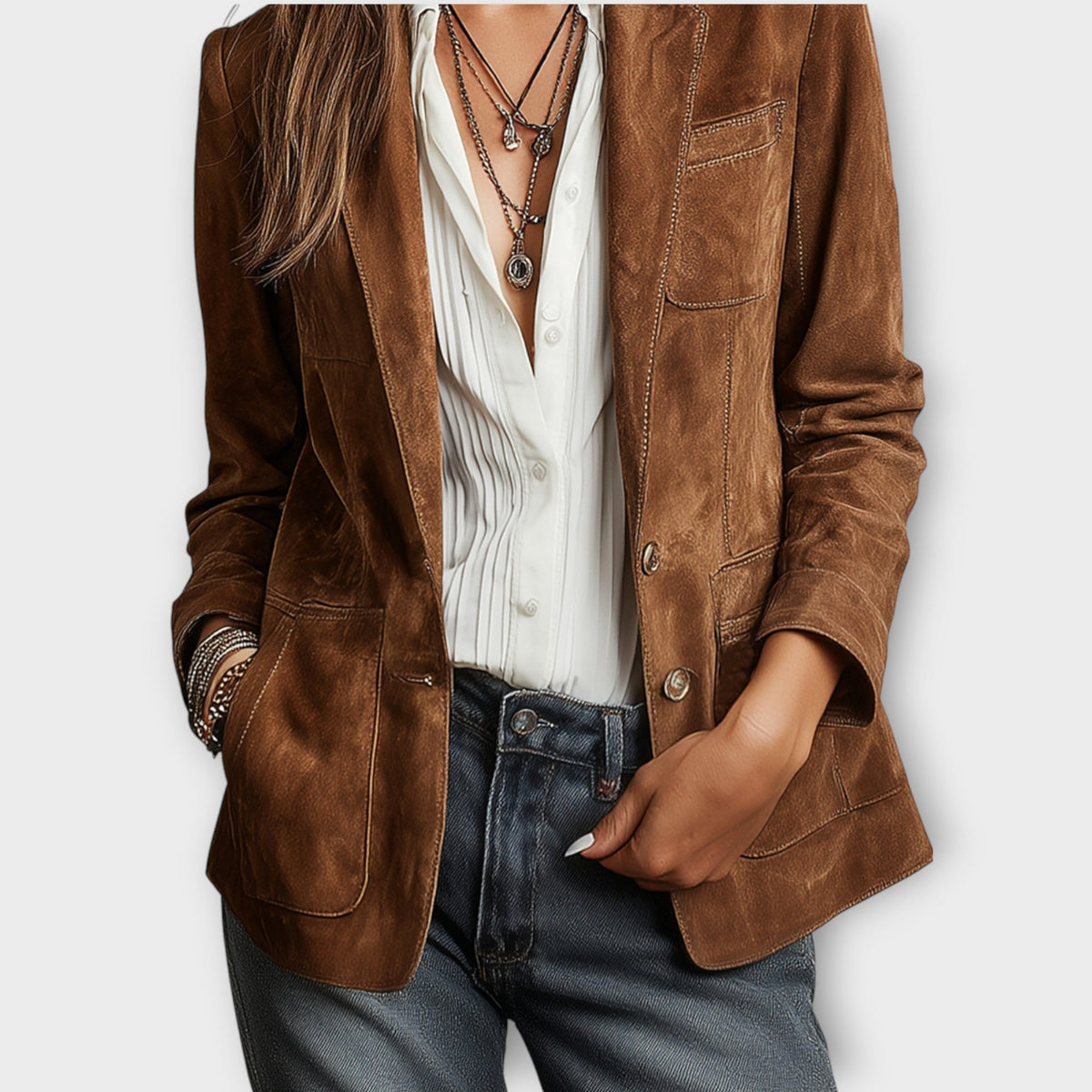 Estée Lan | Women's Vintage Suede Blazer