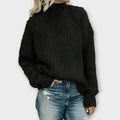 Olympe Vorel | Women's Warm Cable Knit Mock Neck Sweater
