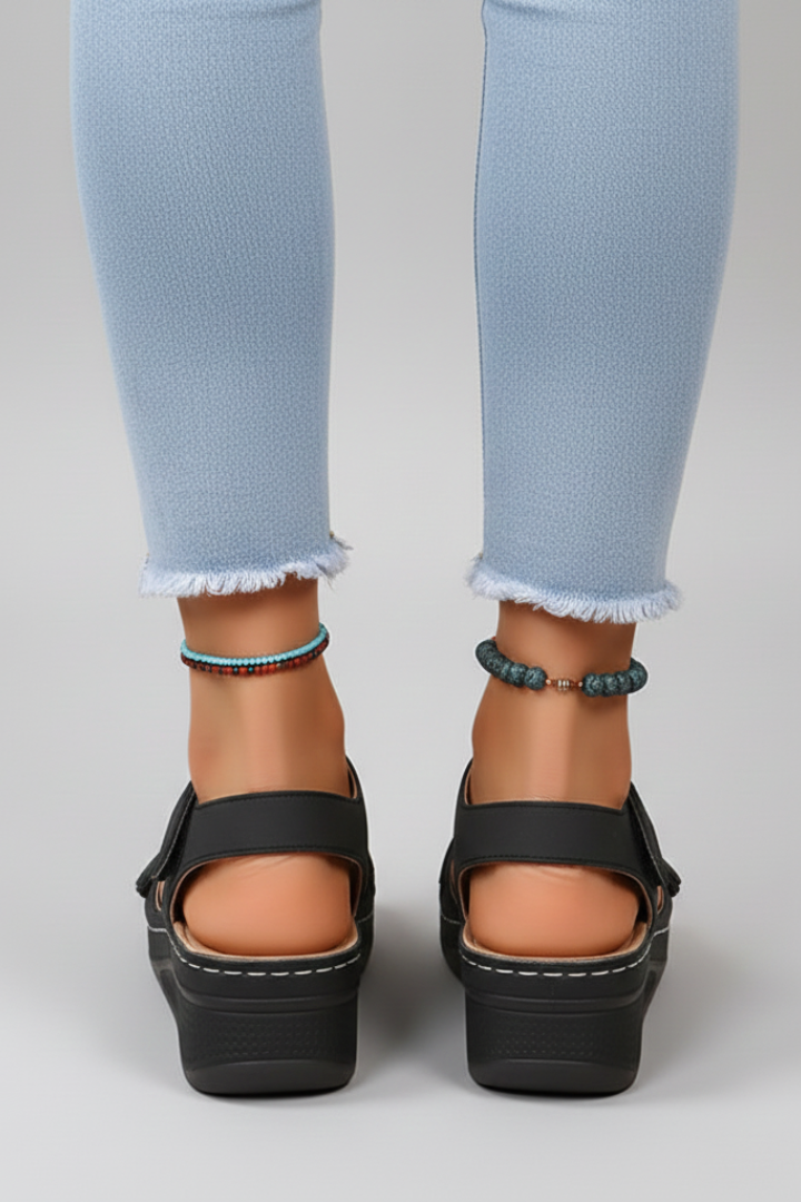 Coralie Maes | Women's Wedge Sandals Loop Straps Toe