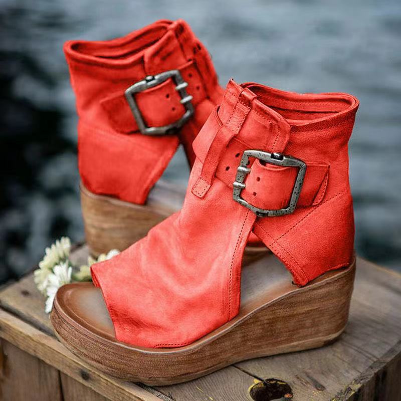 Pauline Storr | Women's Wedge Sandals With Buckle In Boho Style