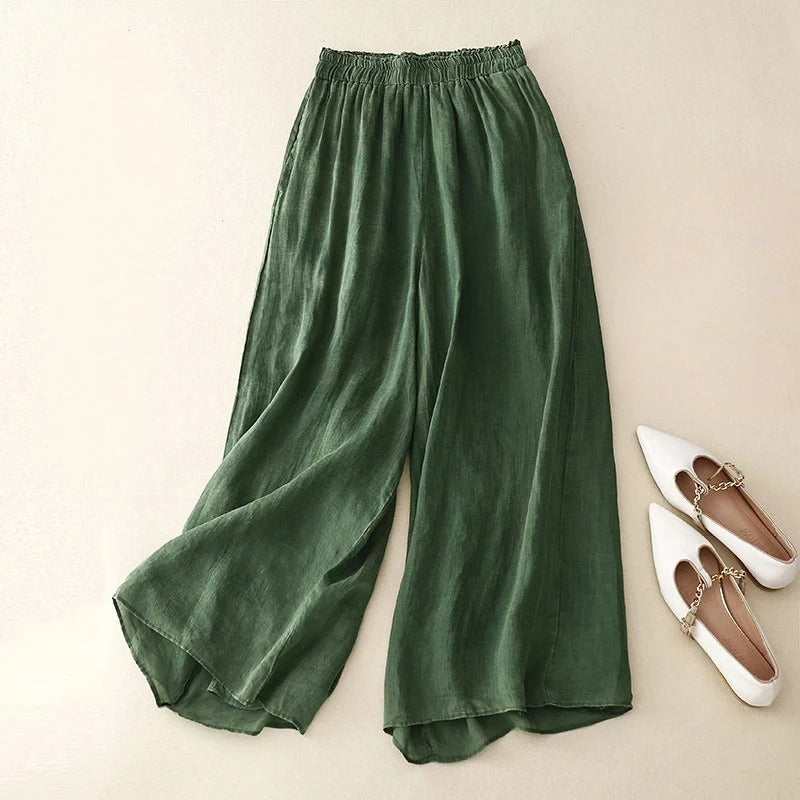 Zoé Mor | Women's Wide Leg Elastic Waist Flowy Trousers