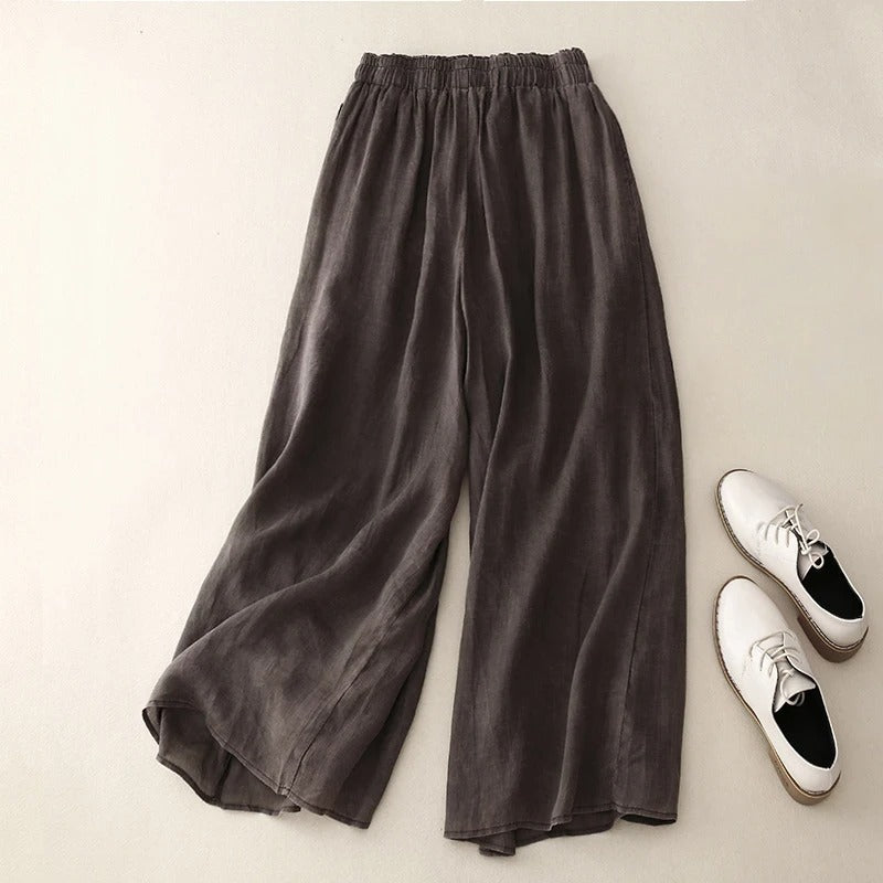 Zoé Mor | Women's Wide Leg Elastic Waist Flowy Trousers