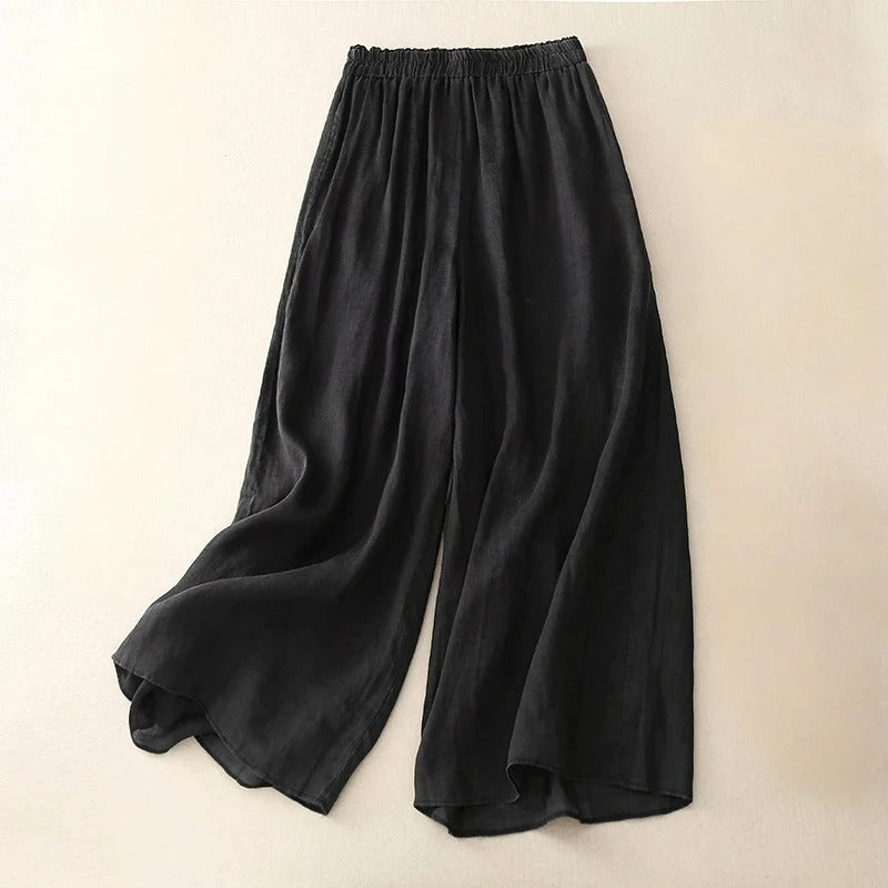 Zoé Mor | Women's Wide Leg Elastic Waist Flowy Trousers