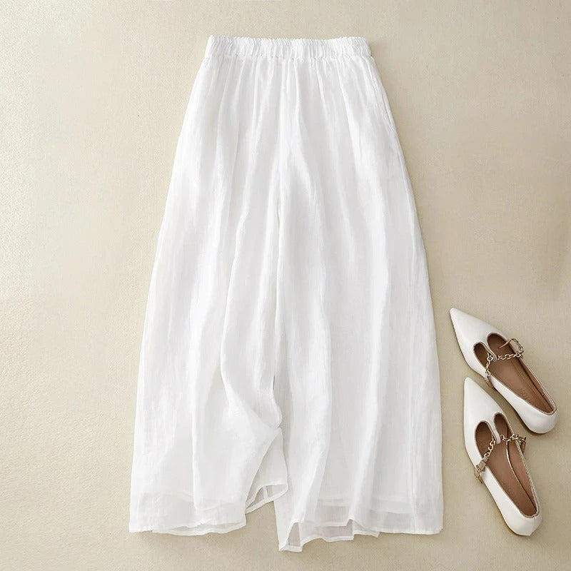 Zoé Mor | Women's Wide Leg Elastic Waist Flowy Trousers