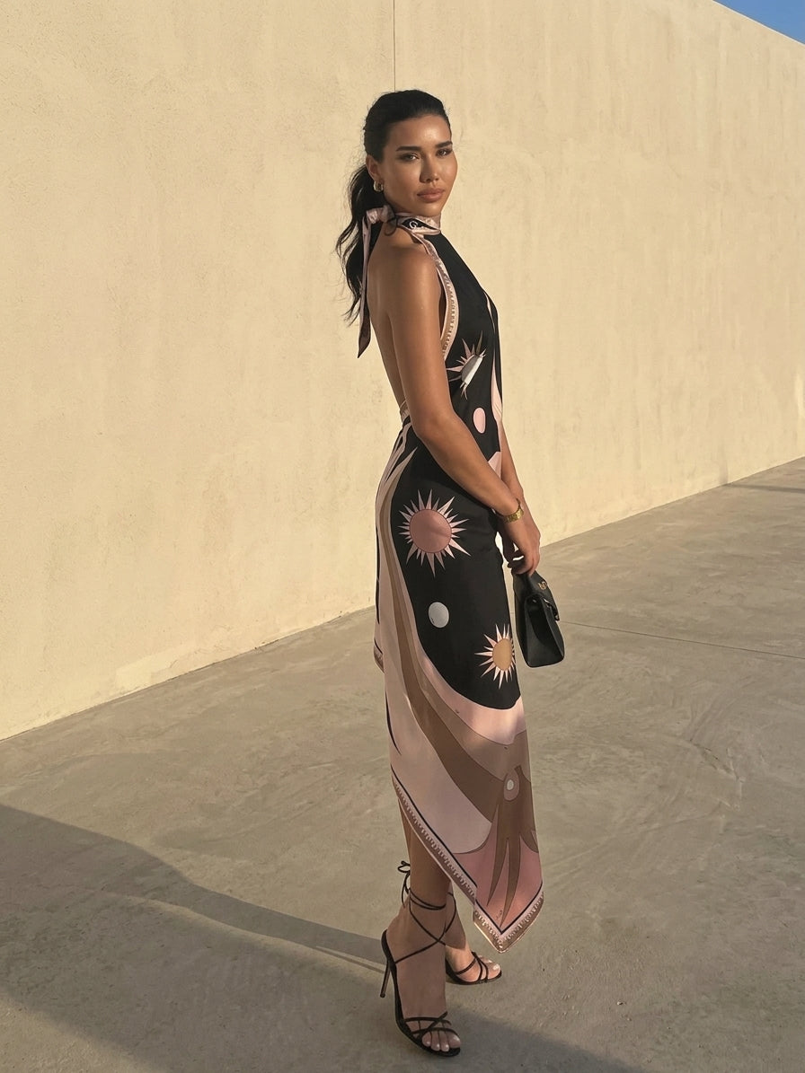 Juliette Vell | Women's Backless Halter Maxi Dress