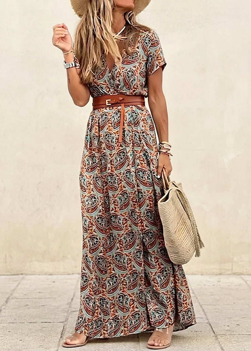Clémence Tret | Women's Boho Maxi Dress With Matching Belt