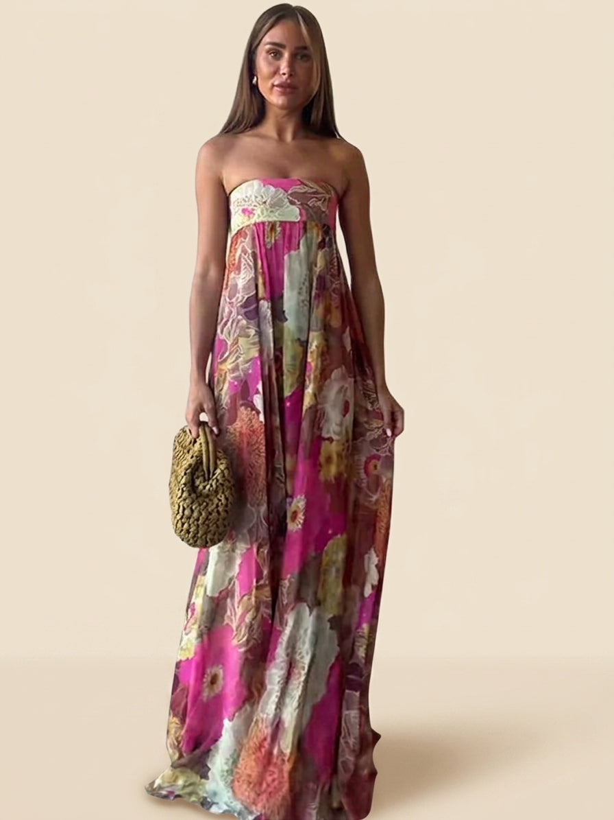 Solenne Frey | Women's Floral Strapless Maxi Dress