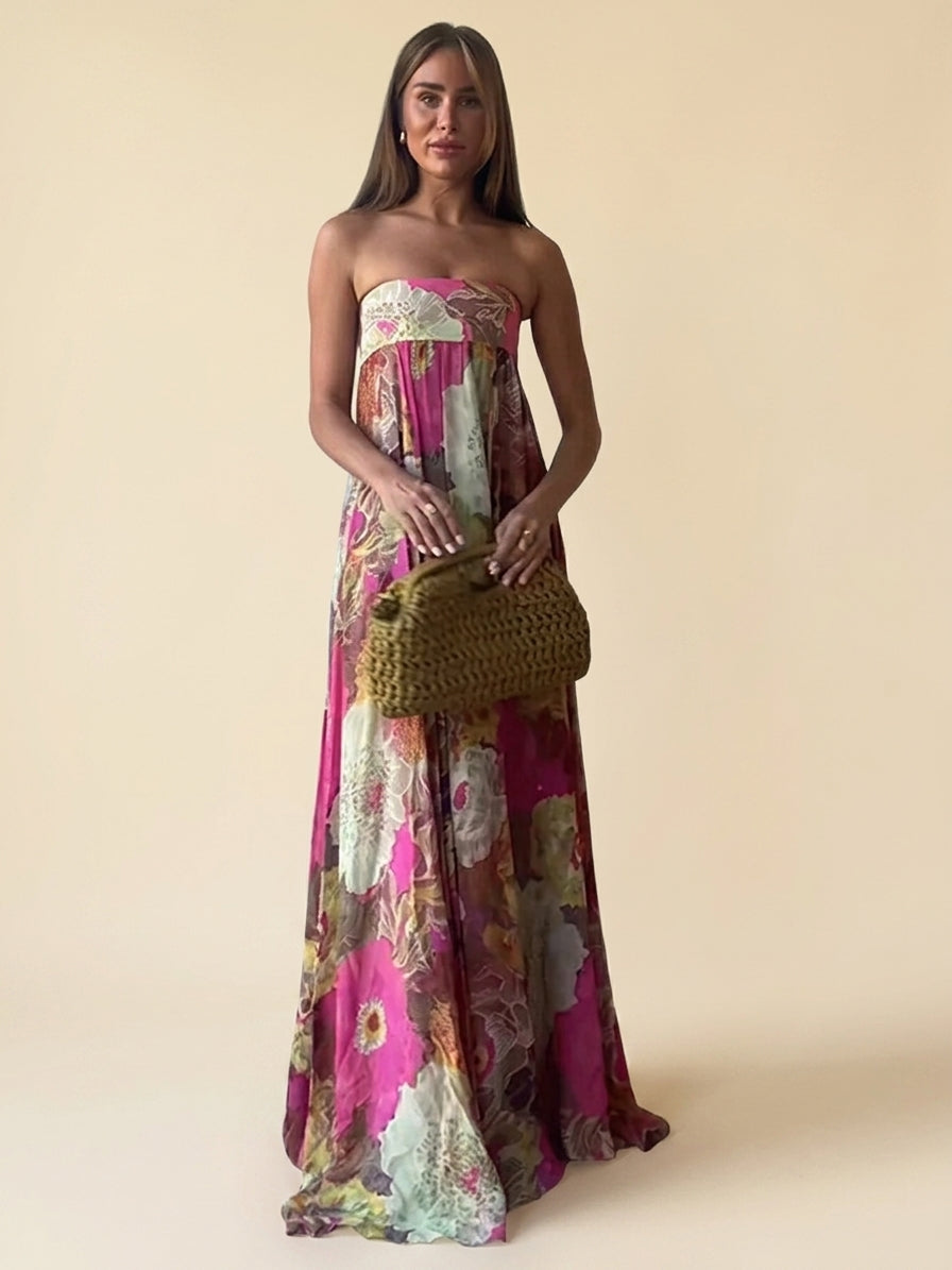 Solenne Frey | Women's Floral Strapless Maxi Dress