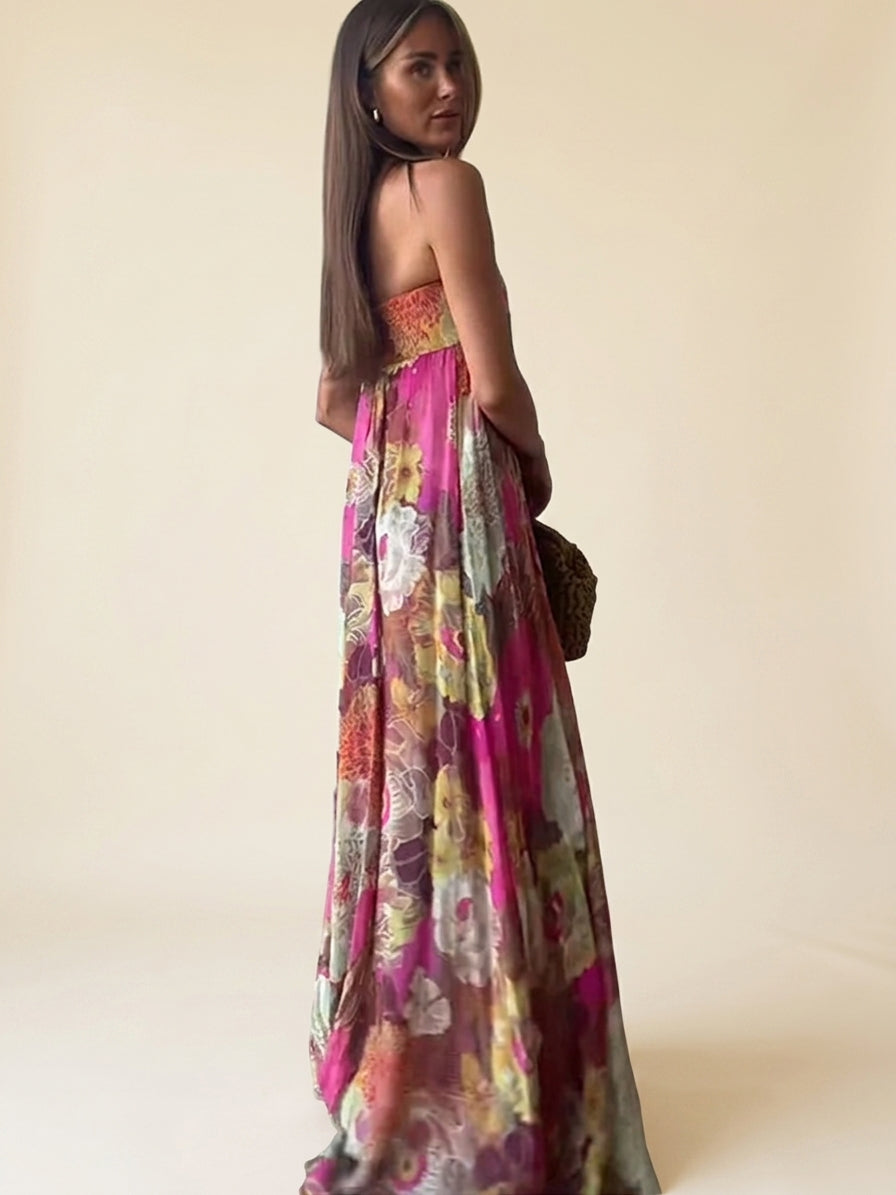 Solenne Frey | Women's Floral Strapless Maxi Dress