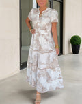 Aélia Verre | Women's Toile Maxi Dress With Smocked Waist And Tiered Skirt