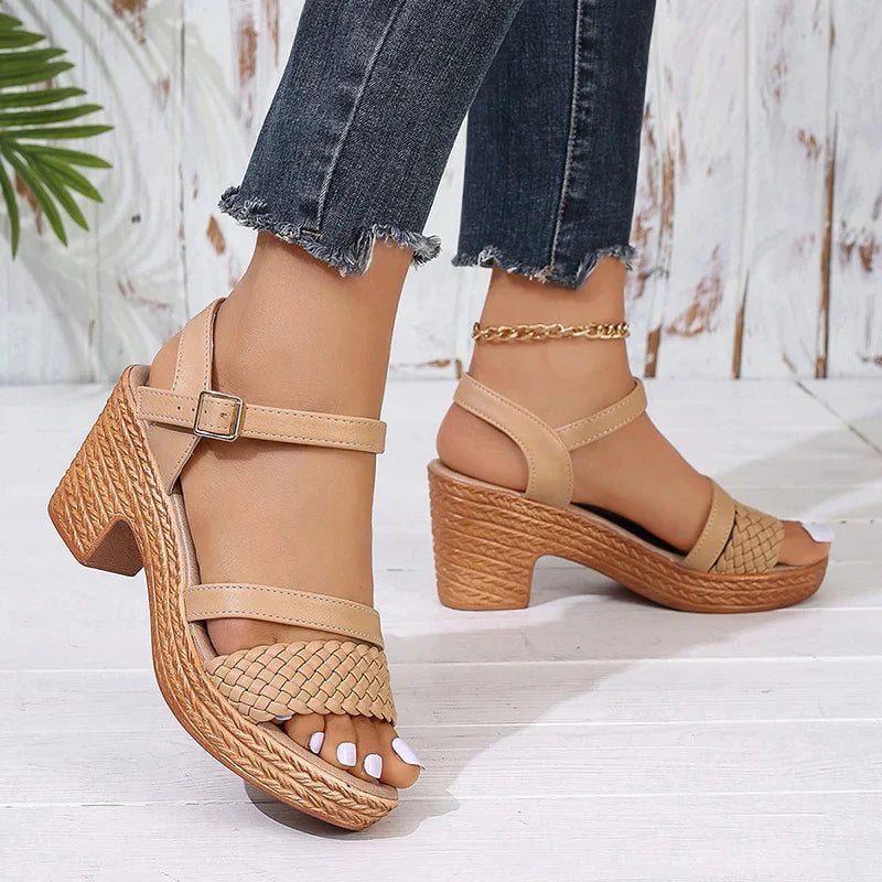 Édith Coeur | Women's Woven Open Toe Platform